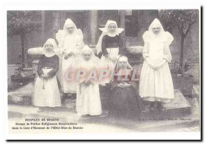 Hospices COPYRIGHT Postcard Old religious group hospitalieres in the court of...