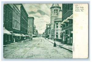 1909 View Of Water Street Looking North Augusta Maine ME Posted Antique Postcard