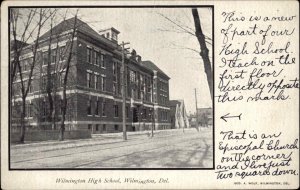 Wilmington DE High School c1905 Postcard