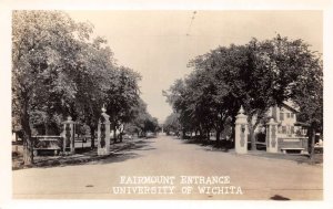 Wichita Kansas Fairmount Entrance Real Photo Vintage Postcard AA75488