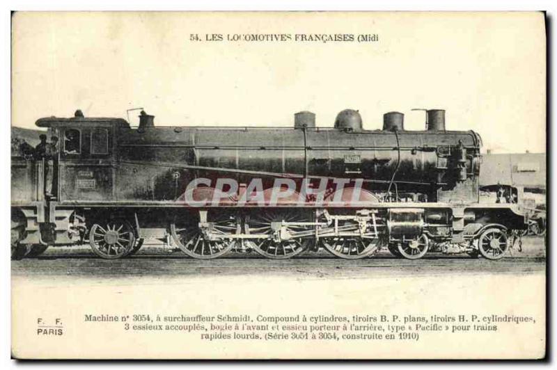 Postcard Old Train Locomotive has superheater Schmidt Machine 3054