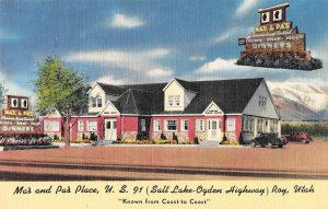 Roy, Utah MA'S & PA'S PLACE Roadside Salt Lake Ogden Highway '40s Linen Postcard