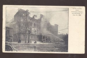PORTLAND MAINE DOWNTOWN CITY HALL FIRE DISASTER VINTAGE POSTCARD 1908