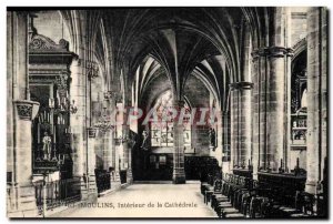 Old Postcard Moulins Inside the cathedral