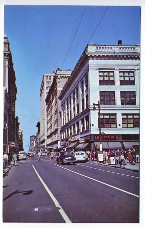 Louisville KY Fourth Street Store Fronts Old Cars Postcard