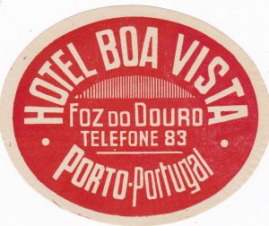 Portugal Porto Hotel Boa Vista Vintage Luggage Label sk2802