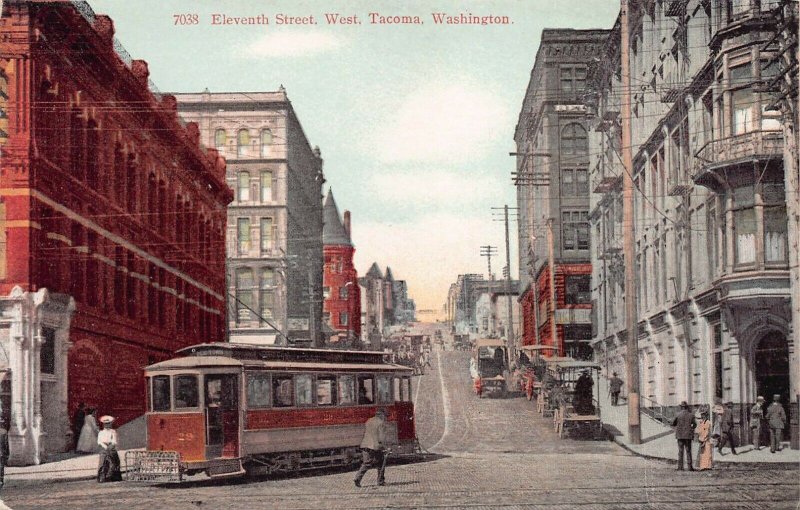 Street Scene, Eleventh Street, West, Tacoma, Washington, early postcard, unused