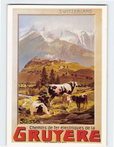 Postcard Beautiful View Cows Gruyere Switzerland