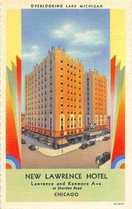 New Lawrence Hotel Chicago Illinois linen postcard