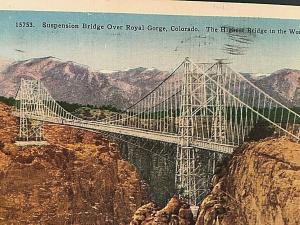 Postcard  Suspension Bridge over Royal Gorge, CO.       U6