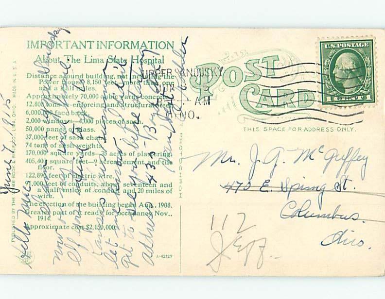 Divided-Back HOSPITAL SCENE Lima Ohio OH W3286