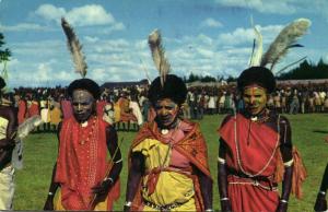 kenya, Native Kikuyu Dancers in Traditional Costumes (1956) Red Cancel