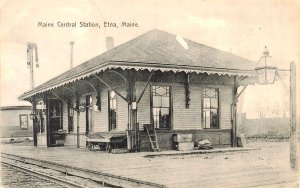 Etna ME Maine Central Railroad Train Station 1909, postcard