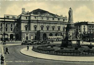 Italy Milano Scala Theatre surface public transport tram classic cars in front