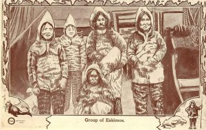 People Of The Midnight Sun GROUP OF ESKIMOS Inuit~Polar Bear Hunt 1909  Postcard