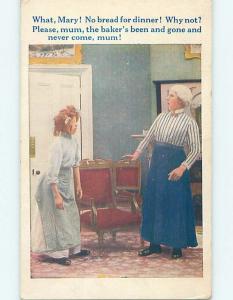 Bamforth comic GIRL TALKING TO HER MOTHER ABOUT DINNER HL3214