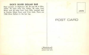 DICK'S SILVER DOLLAR BAR Bliss, ID Interior Pool Table c1960s Vintage Postcard