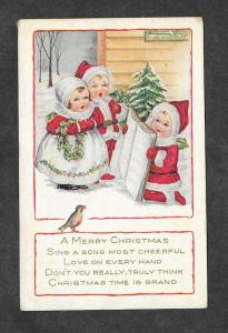 Vintage Embossed Postcard Christmas Children Poem!