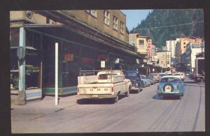 JUNEAU ALASKA DOWNTOWN FRANKLIN STREET SCENE OLD CARS VINTAGE POSTCARD