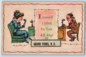 Grand Forks North Dakota ND Postcard I Could Listen To You c1910 Vintage Antique