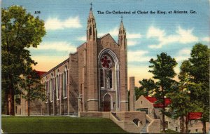 Vtg Atlanta Georgia GA Co-Cathedral of Christ the King 1940s Linen Postcard