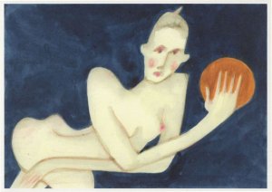 Alice Herrick Nude Lady With Basketball Painting Postcard