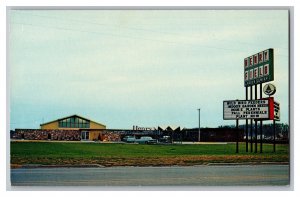 Postcard IA Henry Field New Garden Center Shenandoah Iowa Old Cars Signs