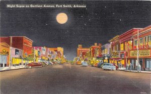 J11/ Fort Smith Arkansas Postcard Linen Night Scene Garrison Ave Store 13