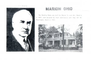 President Harding And The Harding Home Built In 1891 Marion Ohio Postcard