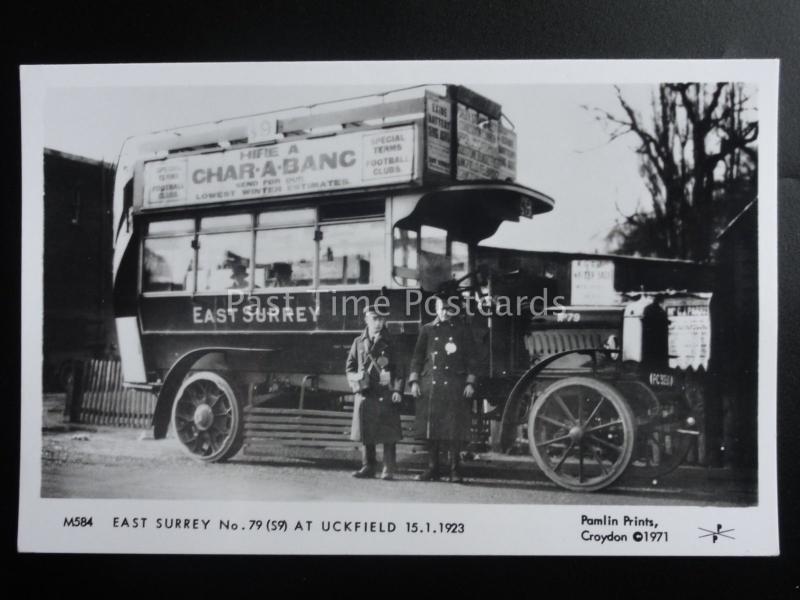 Omnibus EAST SURREY No79 AT UCKFIELD CHAR-A-BANC HIRE Pamlin Print Postcard M584