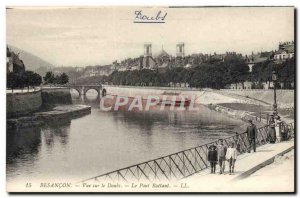 Old Postcard Besancon Doubs View On The Bridge Beating