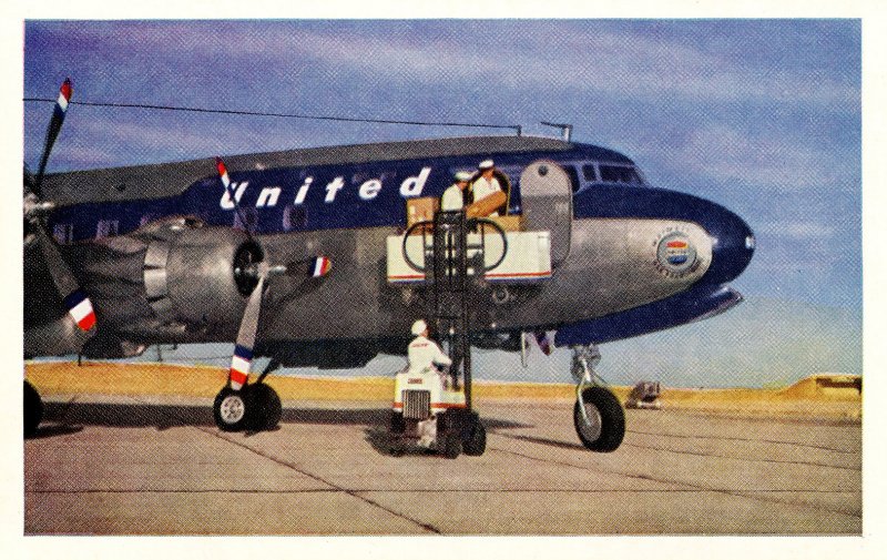 Aviation - United Airlines, DC6 Mainliner on Tarmac