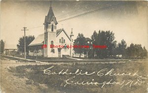 ND, Carrington, North Dakota, RPPC, Catholic Church, Exterior View, Photo