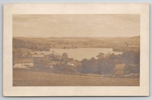 Montrose PA RPPC Heart Lake with Ice House Barns c1905 Real Photo Postcard M36