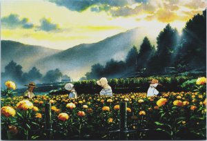 Studio Ghibli People Farmers Field Harvest Yellow Flowers Postcard BS.29