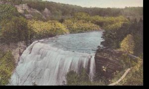 New York  Castile Letchworth State Park Middle Falls from Glen Iris  Albertype