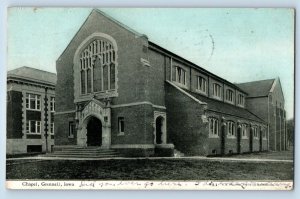 Grinnell Iowa IA Postcard Entrance To Chapel Church Exterior View 1909 Antique