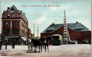 New London, Connecticut - Horse & Buggy in Parade looking East - c1908