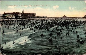 Bathers North From Steel Pier, Atlantic City NJ c1912 Vintage Postcard K48