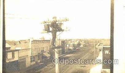 Utility Pole Workers, Telephone, Electric, Elecrical Linemen, Real Photo 1907...