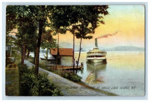 1909 Steamer Sagamore at Hague Lake George New York NY West Side NY Postcard