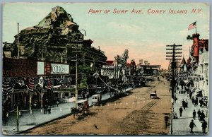 BROOKLYN NY SURF AVENUE CONEY ISLAND NEW YORK 1913 ANTIQUE POSTCARD