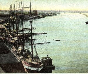 c1905 SAVANNAH GEORGIA SAVANNAH RIVER BULL STREET SHIPS UNDIVIDED POSTCARD 44-35