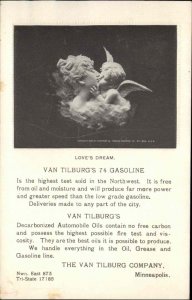 Van Tilburg's 74 Gas Gasoline Minneapolis Advertising Postcard Mother & Cupid