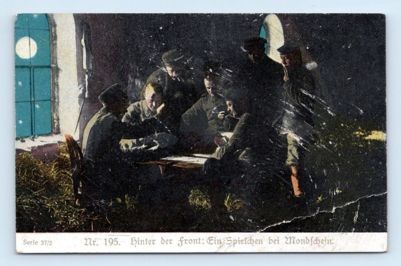 WWI German Army Behind The Front A lGame of  Mondschein UNP DB Postcard M2