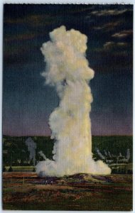 Postcard - Old Faithful by Moonlight, Yellowstone National Park, Wyoming USA