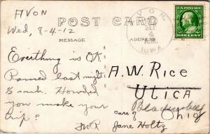 RPPC: Very smiley guy in a bow tie - posted 1912, Avon Iowa