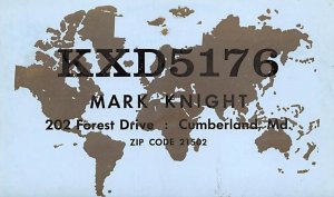 KXD5176 Cumberland, Md., USA QSL Non Postcard Backing 