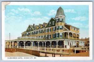 1920's OCEAN CITY MARYLAND MD PLIMHIMMON HOTEL BOARDWALK BEACH VINTAGE POSTCARD