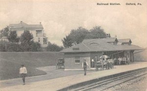 OXFORD TRAIN DEPOT PENNSYLVANIA POSTCARD (c. 1910) !!!